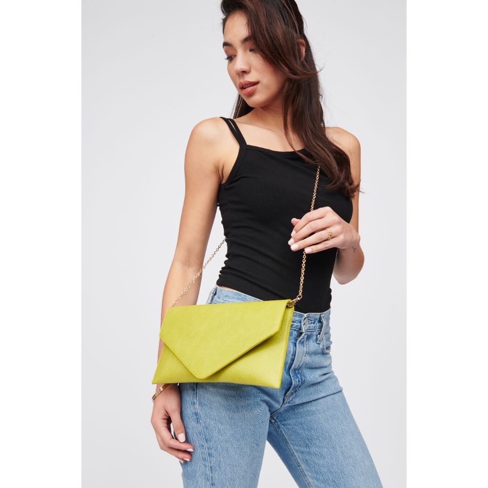 Woman wearing Citron Urban Expressions Izzy Clutch 840611100221 View 2 | Citron