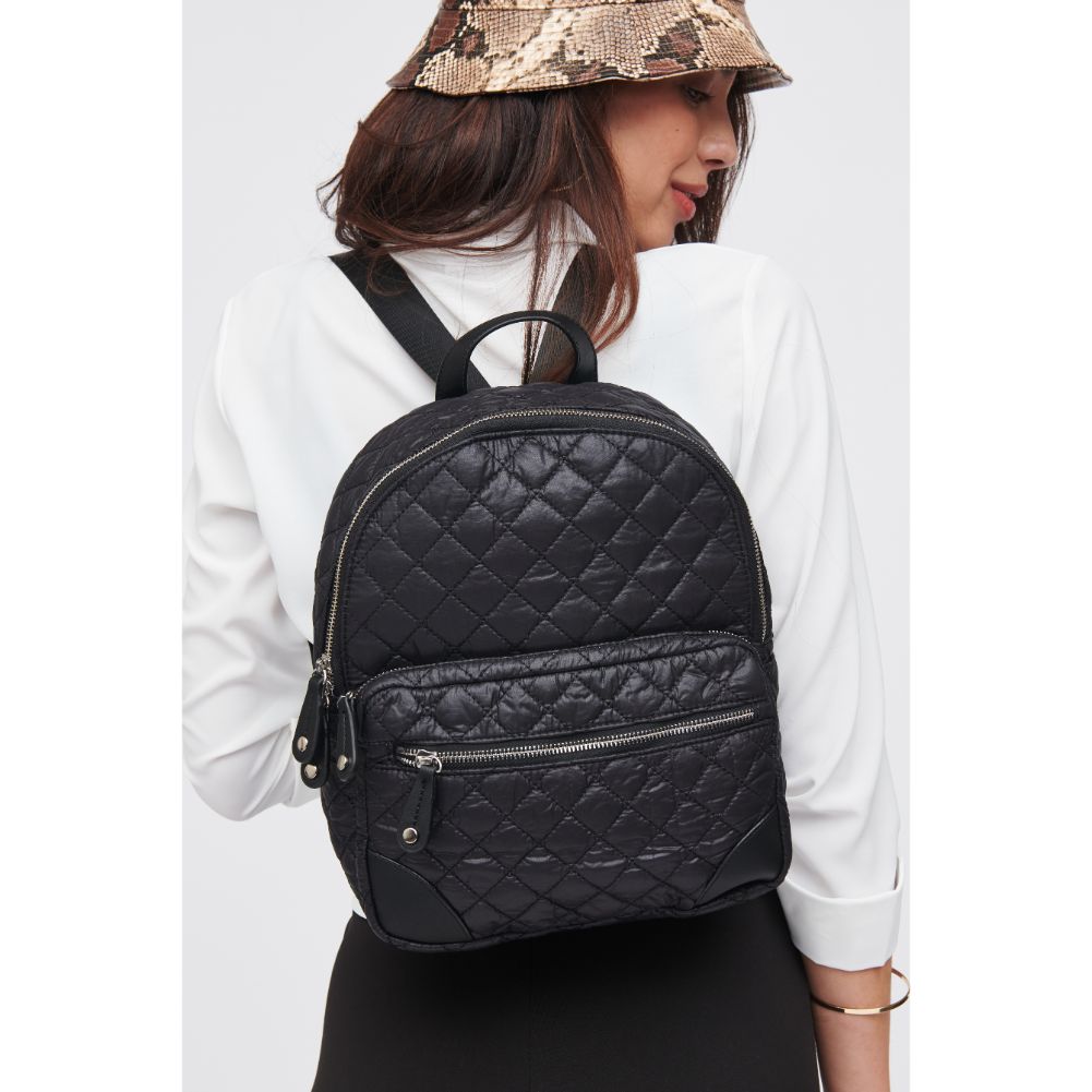 Woman wearing Black Urban Expressions Ambition Quilted Nylon Backpack Backpack 840611186232 View 4 | Black