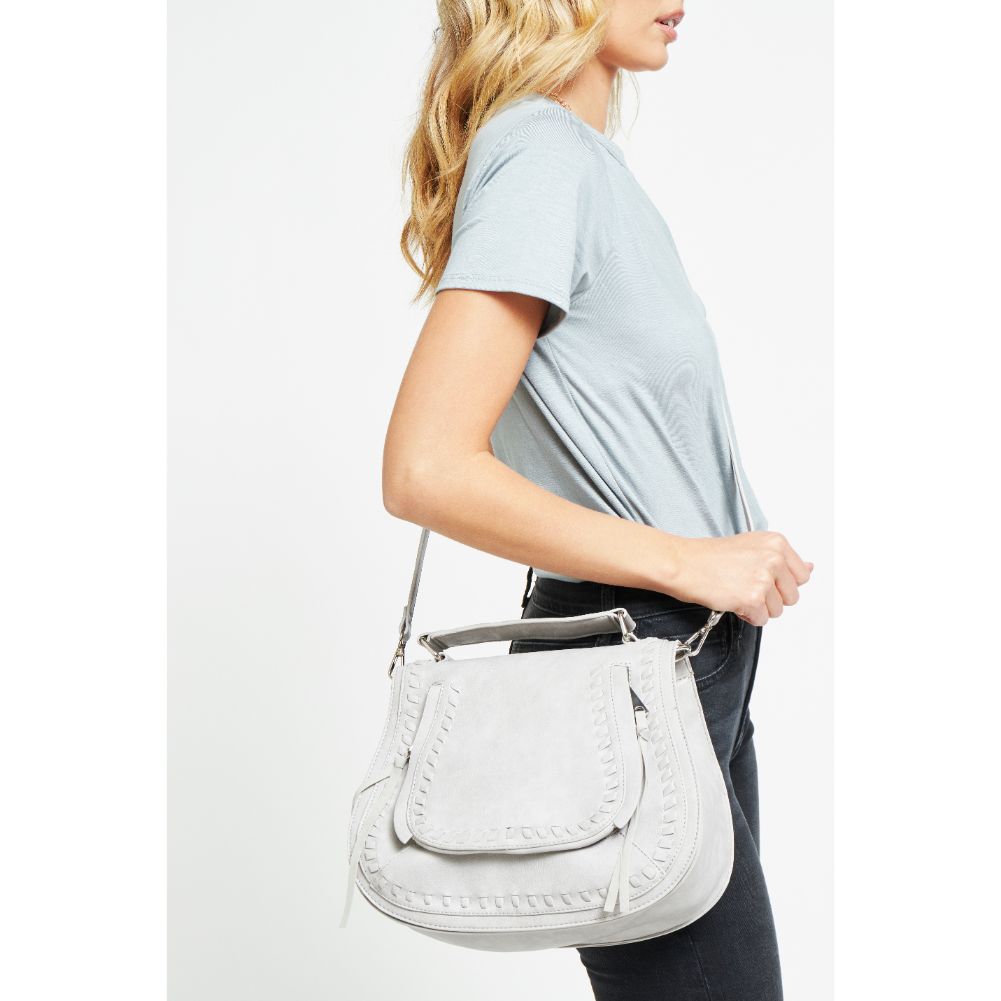 Woman wearing Dove Grey Urban Expressions Khloe Crossbody 840611176646 View 4 | Dove Grey