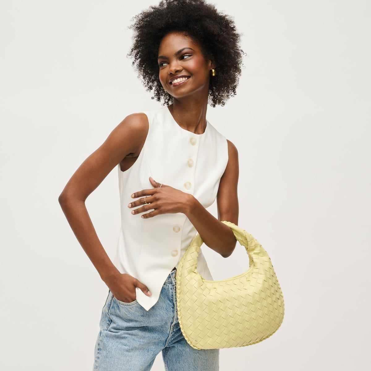 Woman wearing Butter Urban Expressions Wendy Hobo 840611150363 View 1 | Butter