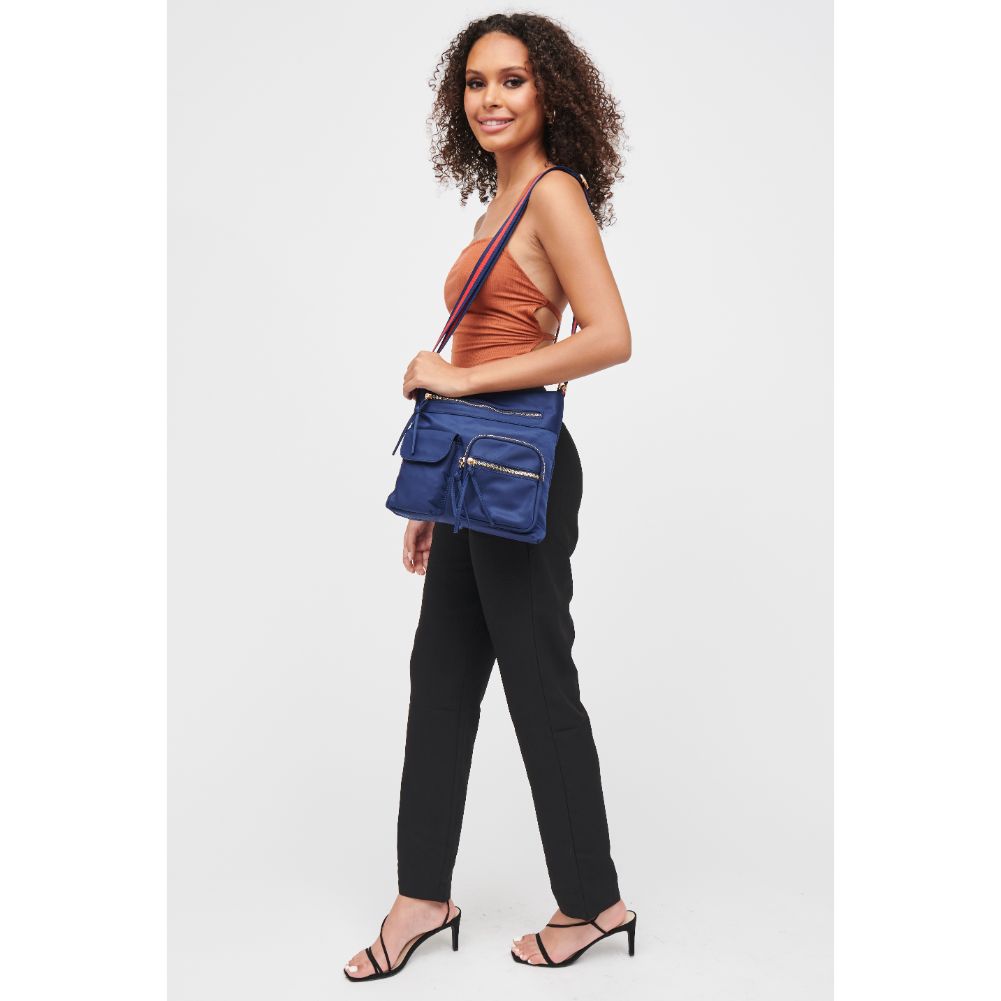 Woman wearing Midnight Urban Expressions Shay Messenger 840611182852 View 3 | Midnight