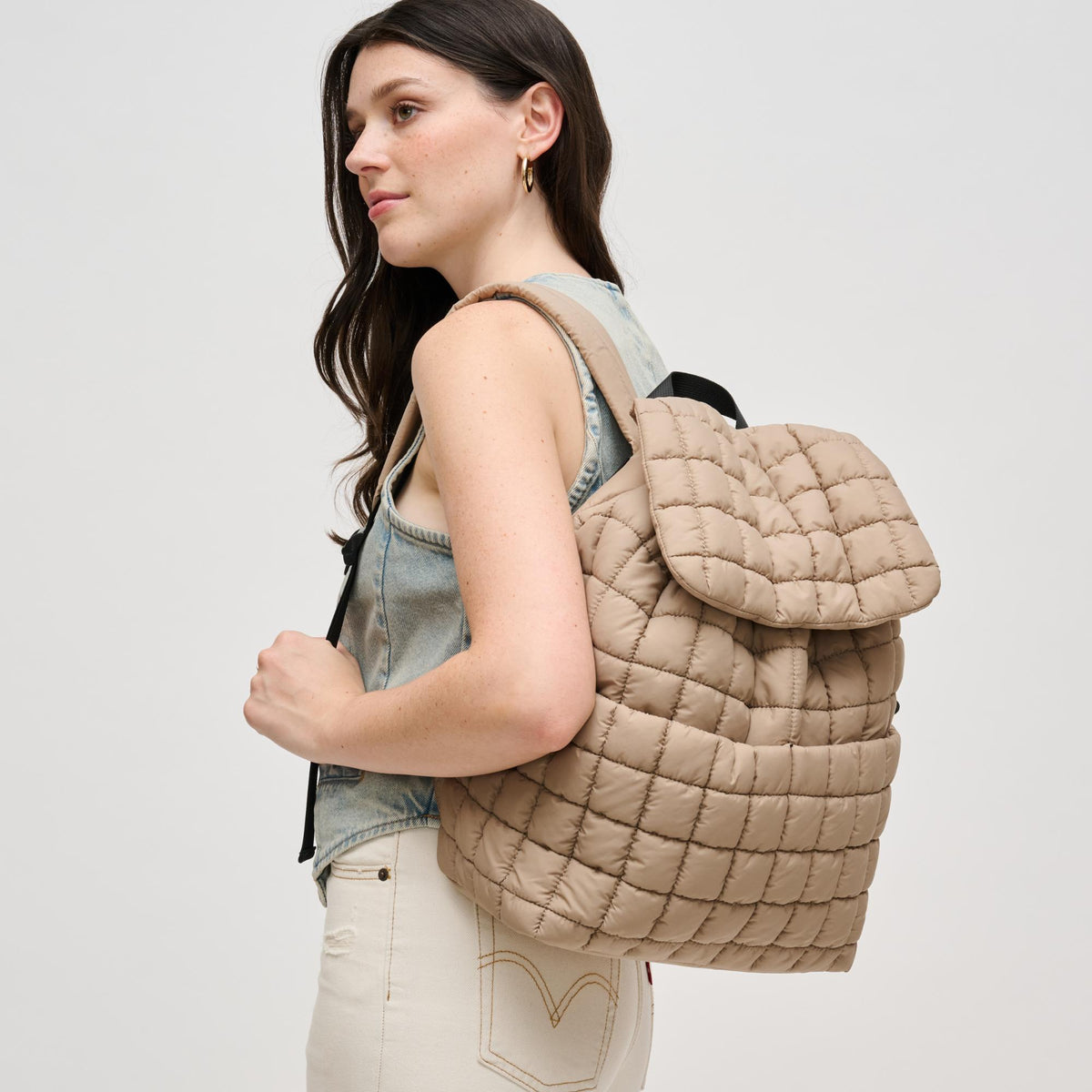 Woman wearing Natural Urban Expressions Alex Backpack 840611141149 View 2 | Natural