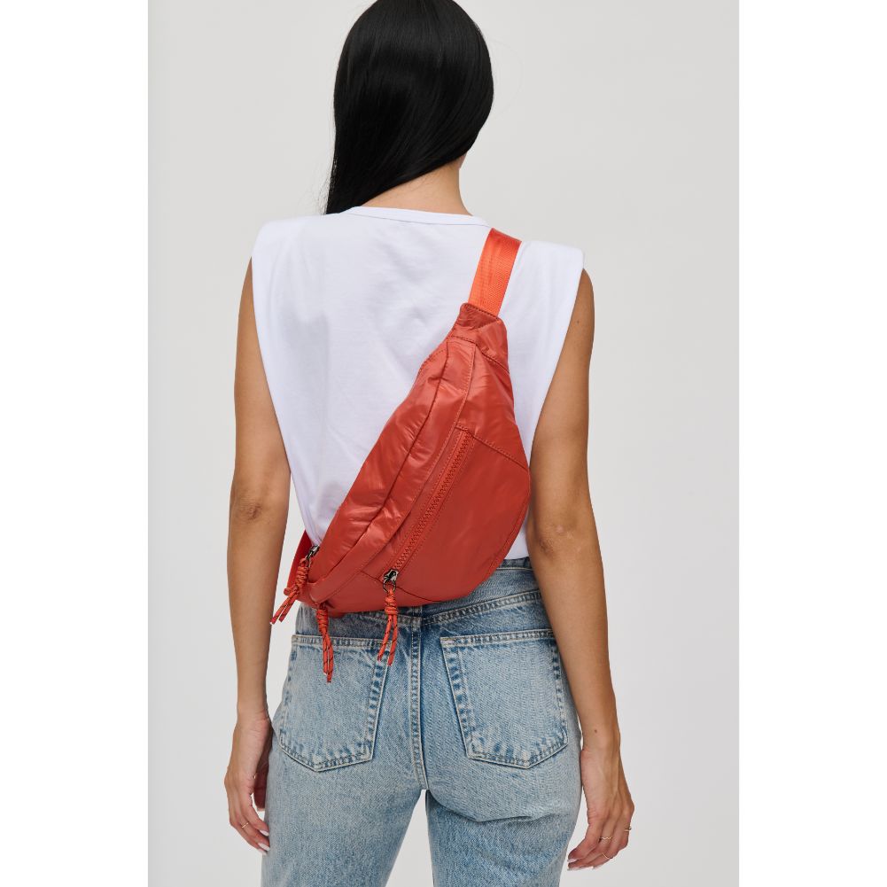 Woman wearing Rust Urban Expressions Laurence - Nylon Belt Bag 840611114860 View 3 | Rust