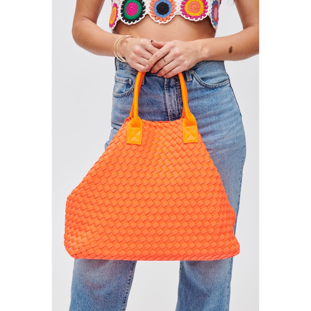 Woman wearing Orange Urban Expressions Ithaca - Woven Neoprene Tote 840611107893 View 4 | Orange