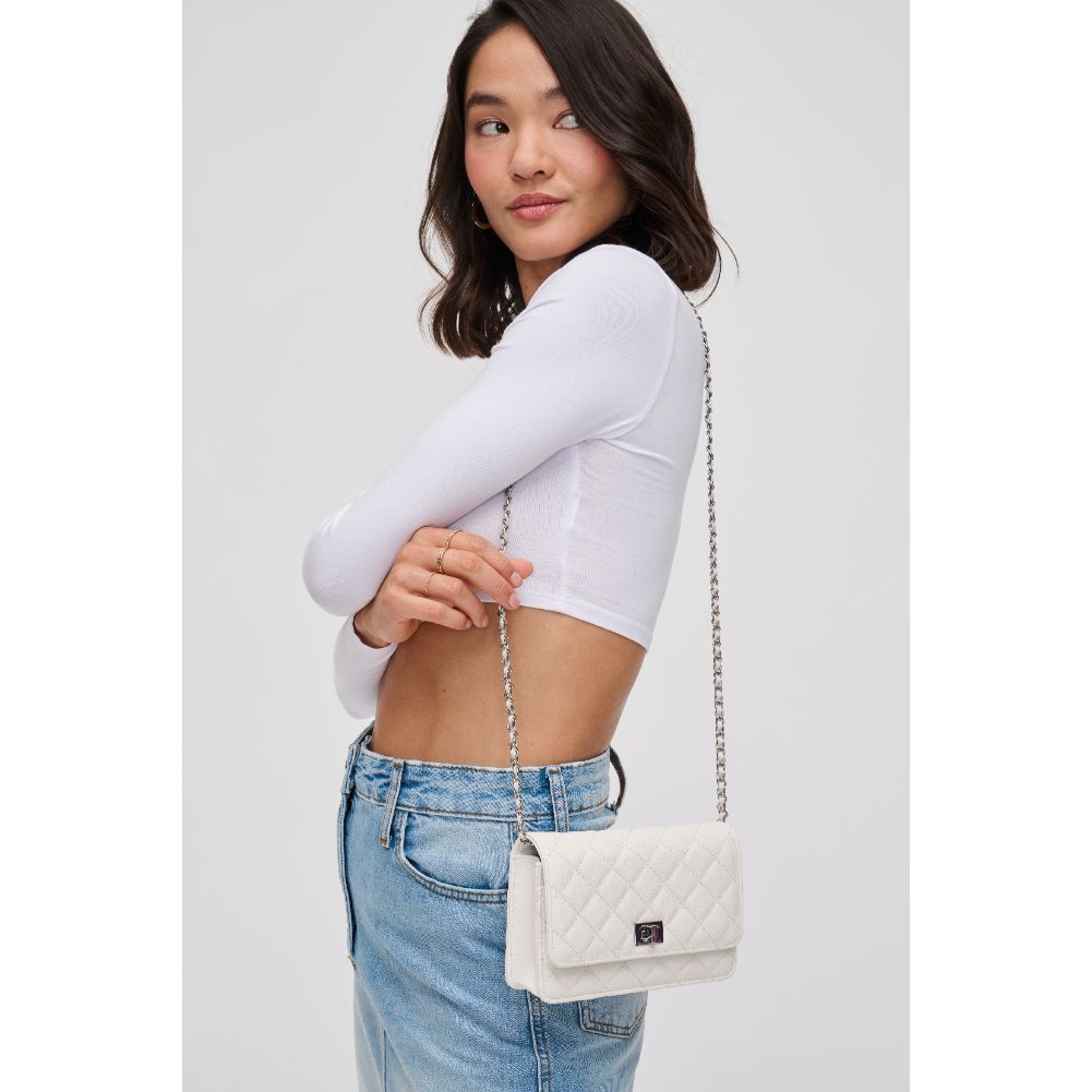 Woman wearing White Urban Expressions Ashford Crossbody 840611118042 View 2 | White