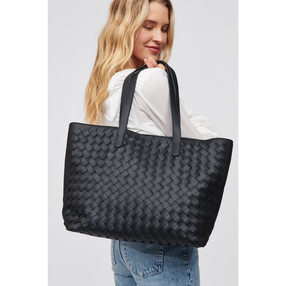 Woman wearing Black Urban Expressions Valencia - Woven Tote 840611101600 View 4 | Black