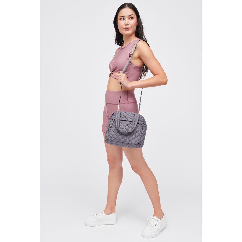 Woman wearing Carbon Urban Expressions Palmer - Quilted Nylon Tote 840611185600 View 4 | Carbon