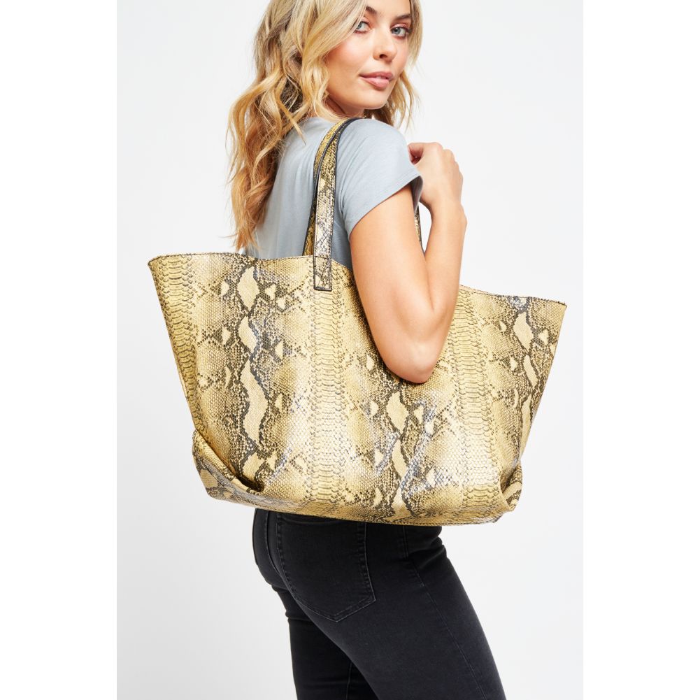 Woman wearing Mustard Urban Expressions Mylah Tote 840611176455 View 1 | Mustard