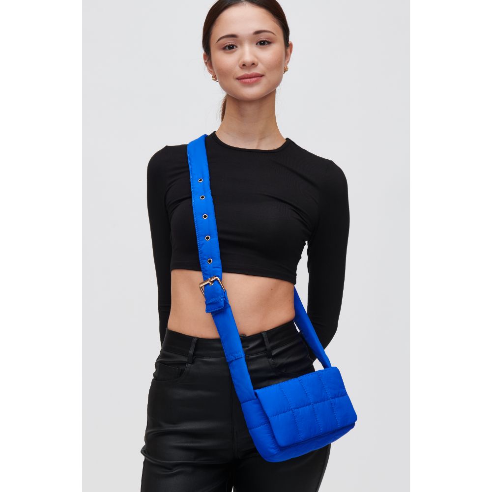 Woman wearing Cobalt Urban Expressions Tandy - Nylon Crossbody 840611106131 View 1 | Cobalt