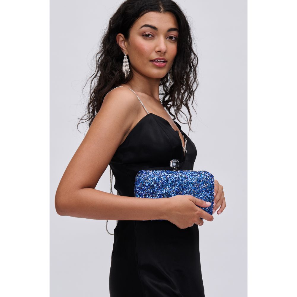 Woman wearing Midnight Urban Expressions Penelope Evening Bag 840611114105 View 2 | Midnight