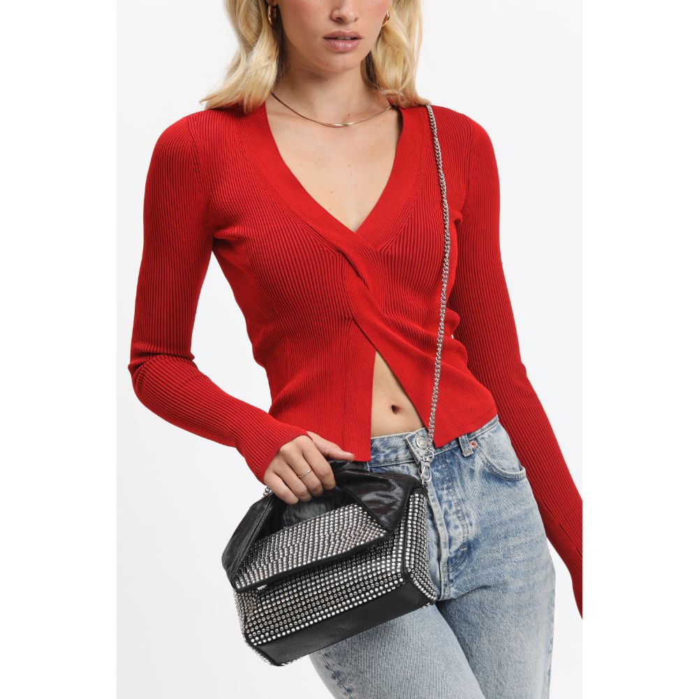 Woman wearing Silver Black Urban Expressions Stevie Crossbody 840611120816 View 3 | Silver Black