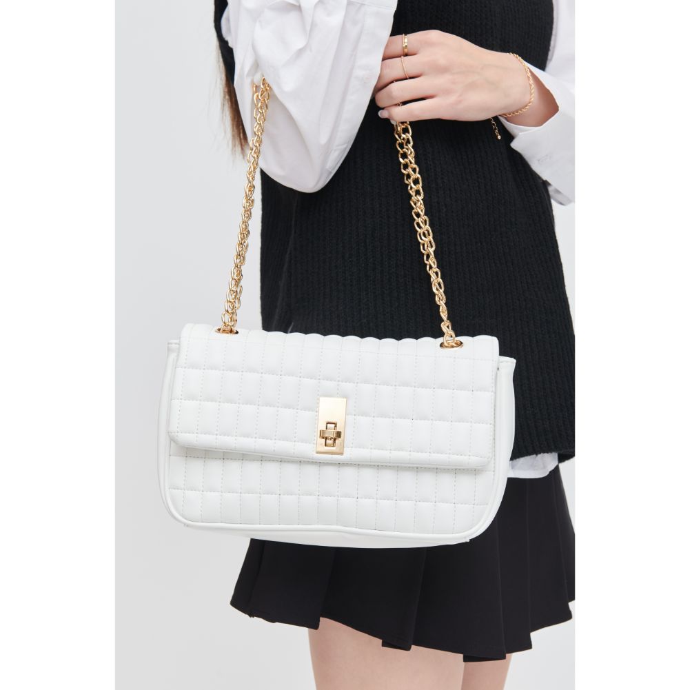 Woman wearing White Urban Expressions Farah Crossbody 840611107114 View 4 | White