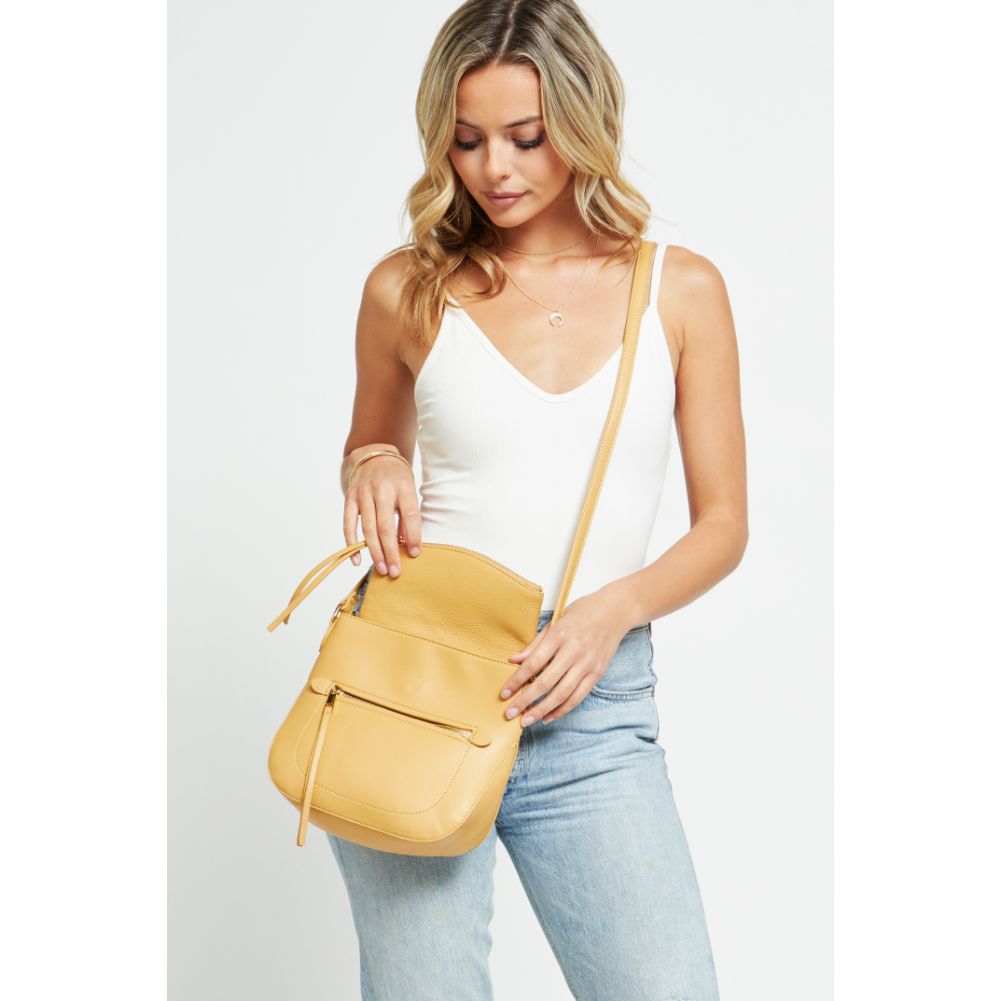 Woman wearing Mustard Urban Expressions Jean Crossbody 840611177216 View 2 | Mustard