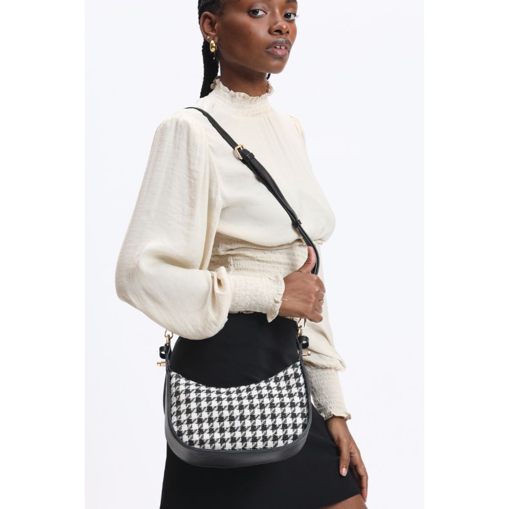 Woman wearing Black White Urban Expressions Rhoda Crossbody 840611120601 View 2 | Black White