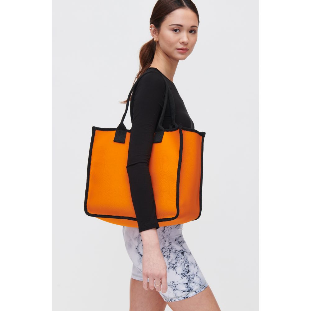 Woman wearing Orange Urban Expressions Wade Tote 840611118165 View 2 | Orange