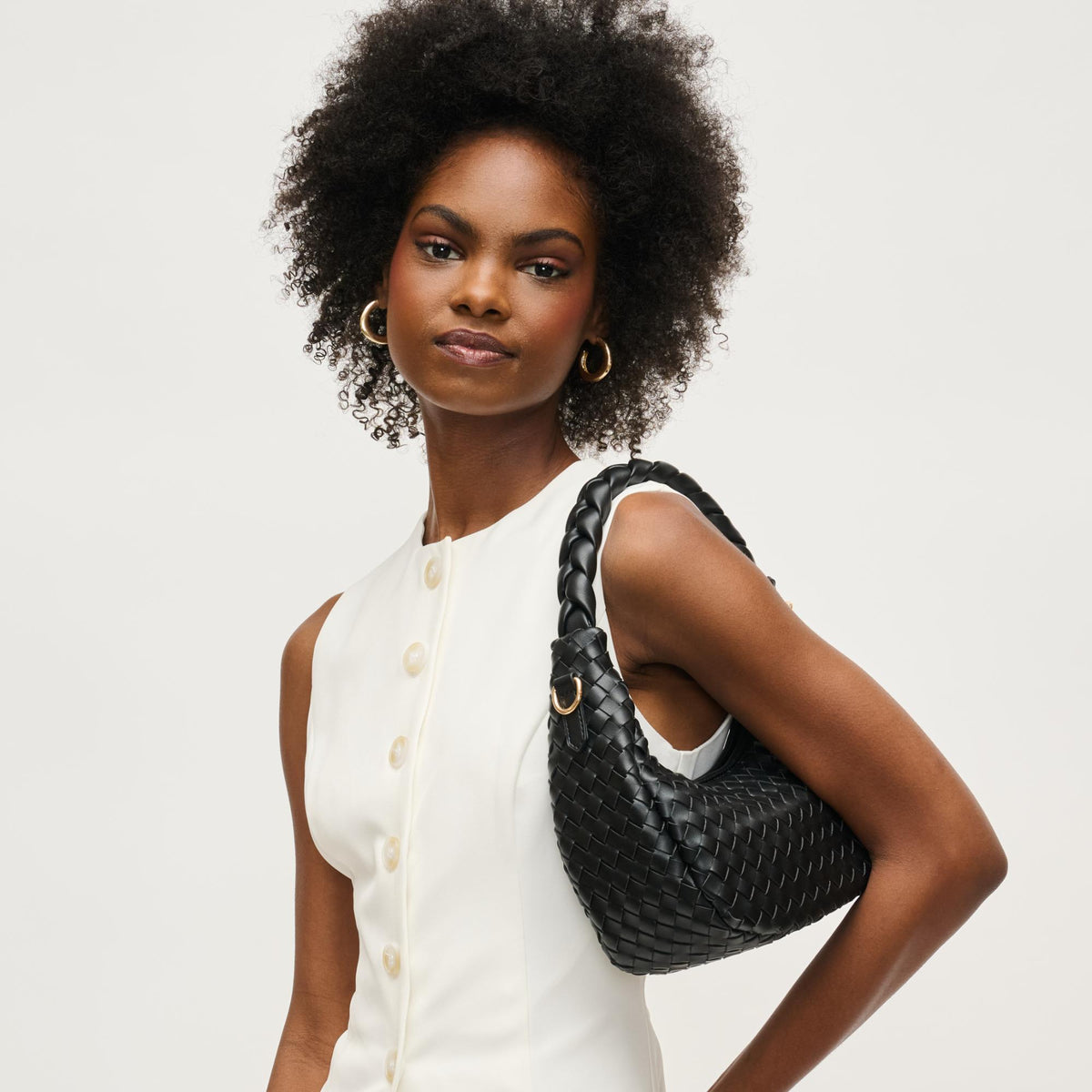 Woman wearing Black Urban Expressions Laken Crossbody 840611144560 View 2 | Black