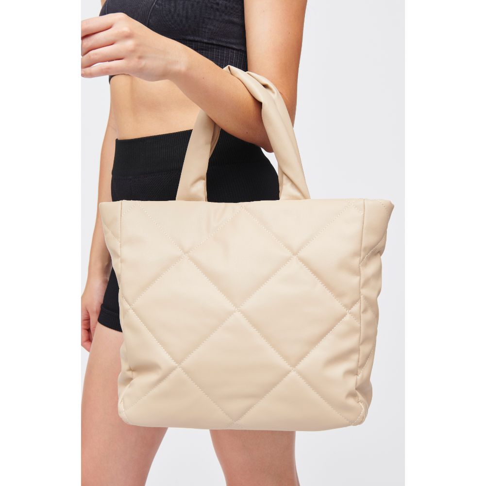 Woman wearing Natural Urban Expressions Evangeline Tote 818209010191 View 1 | Natural