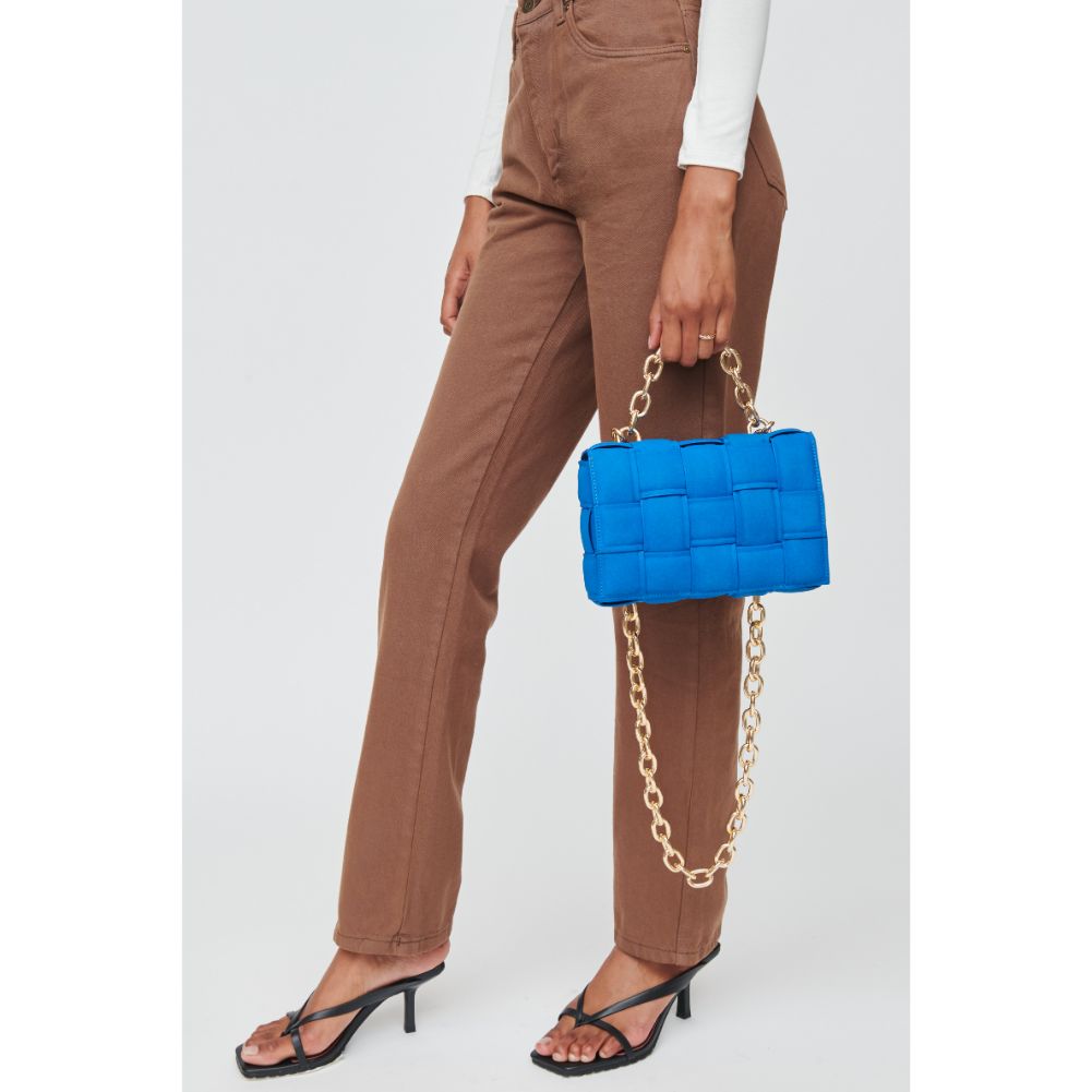 Woman wearing Cobalt Urban Expressions Ines Suede Crossbody 840611100542 View 3 | Cobalt