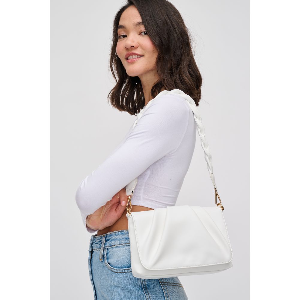 Woman wearing White Urban Expressions Aimee Crossbody 840611124562 View 1 | White