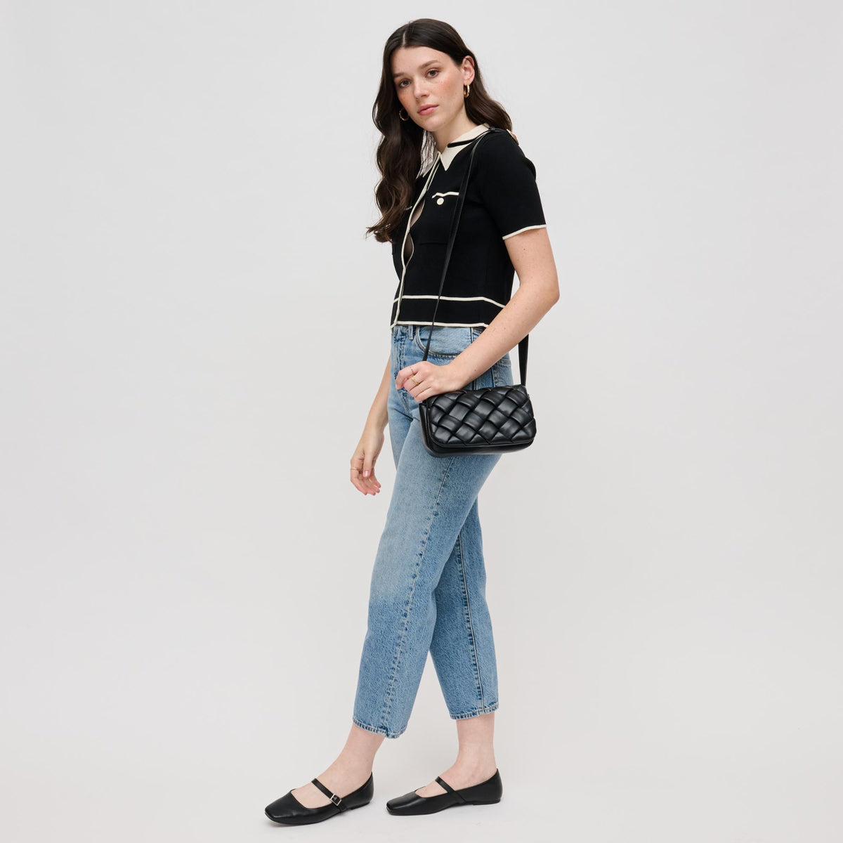 Woman wearing Black Urban Expressions Daphne Crossbody 840611134899 View 3 | Black