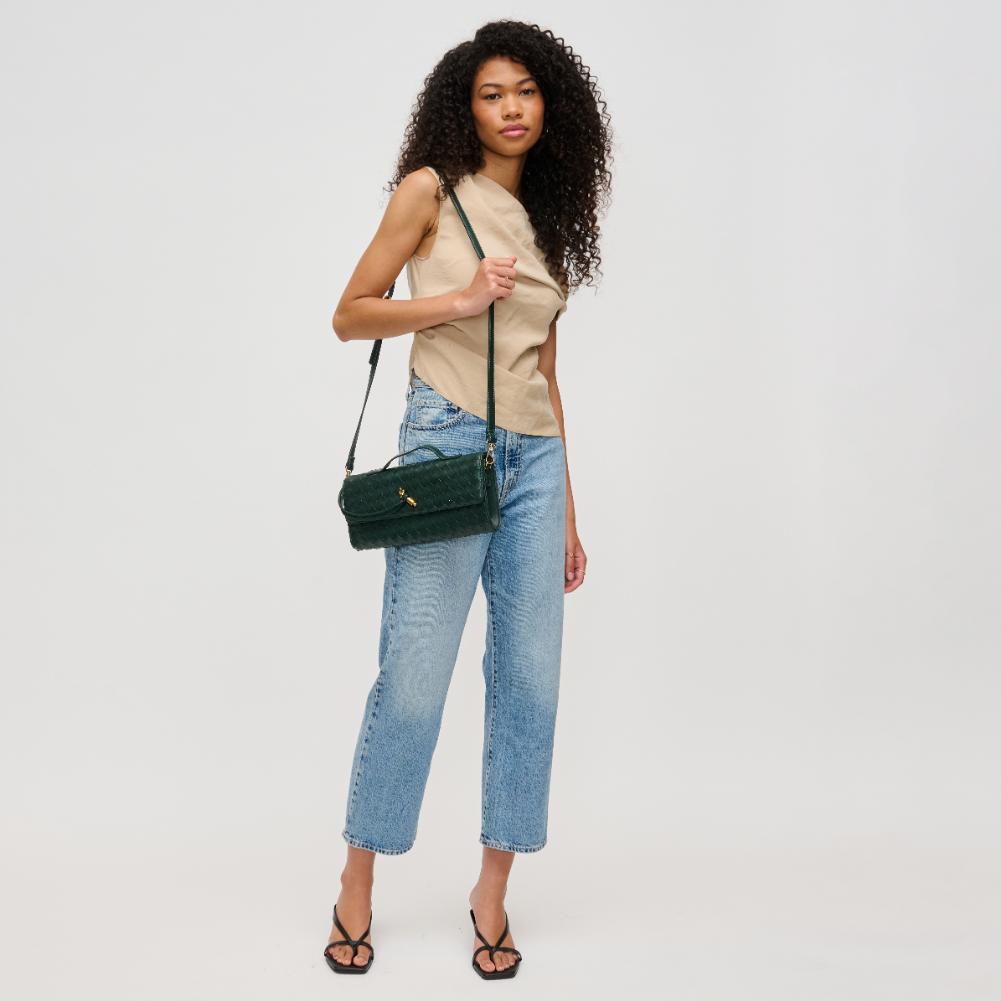 Woman wearing Forest Urban Expressions Ada Crossbody 840611137050 View 2 | Forest