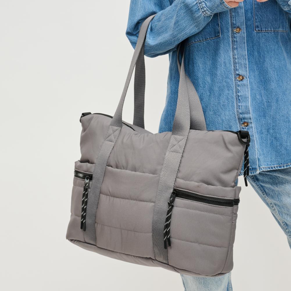 Woman wearing Grey Urban Expressions Jessi Tote 840611141163 View 1 | Grey