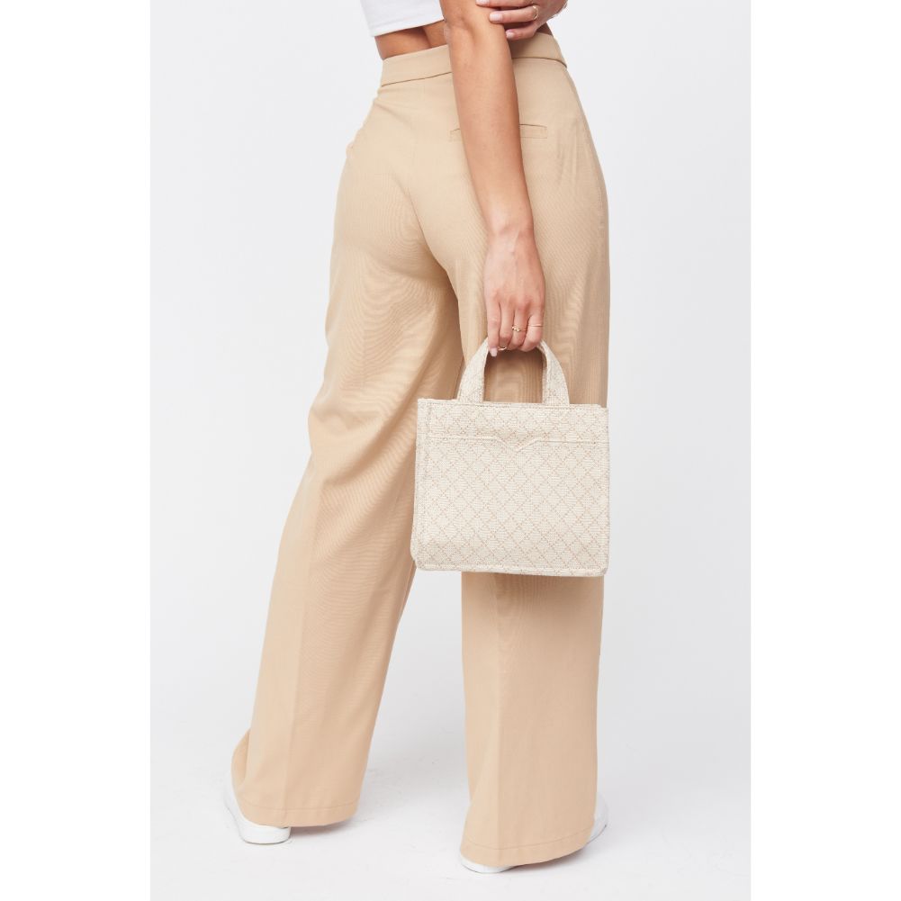 Woman wearing Natural Urban Expressions Vivienne Mini Tote 840611101754 View 2 | Natural