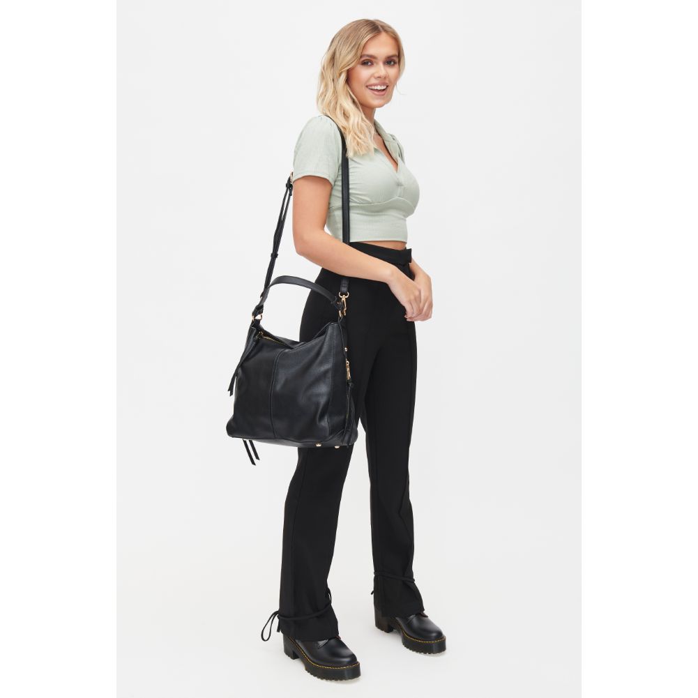 Woman wearing Black Urban Expressions Wanda Hobo 818209011846 View 3 | Black