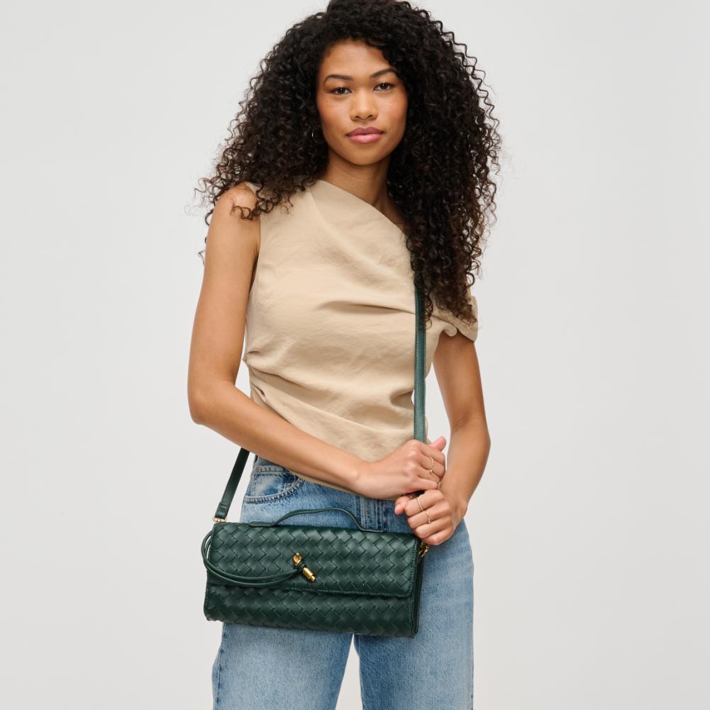 Woman wearing Forest Urban Expressions Ada Crossbody 840611137050 View 1 | Forest