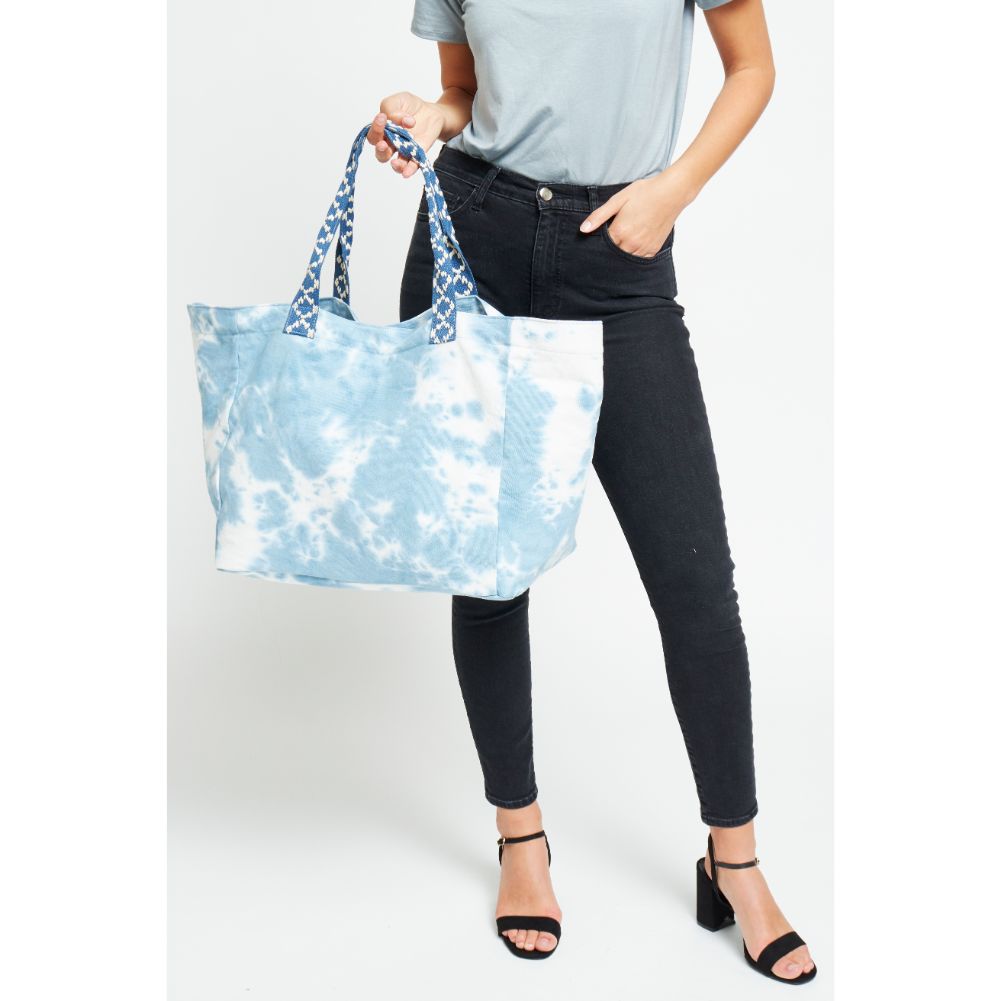 Woman wearing Blue Urban Expressions Marbella Tote 840611170552 View 2 | Blue