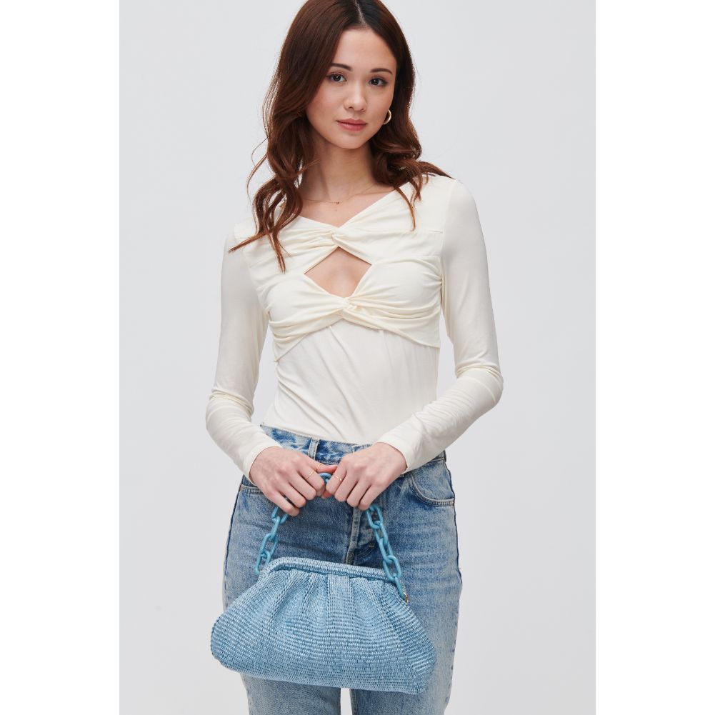 Woman wearing Sky Blue Urban Expressions Solana Clutch 840611105769 View 2 | Sky Blue