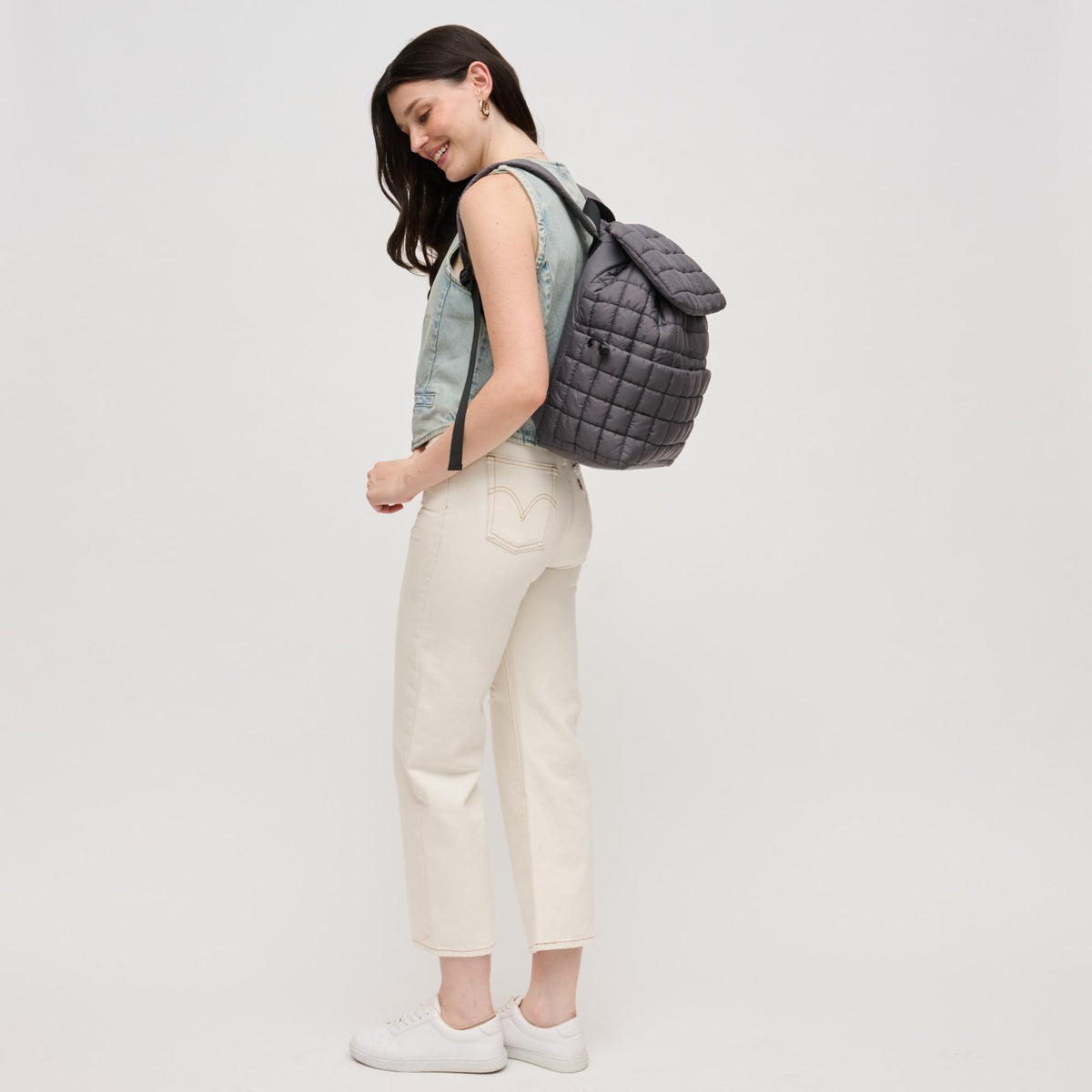 Woman wearing Carbon Urban Expressions Alex Backpack 840611141132 View 4 | Carbon