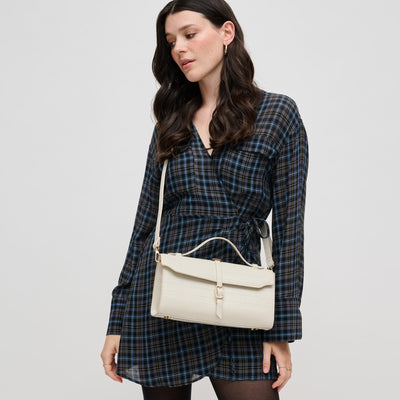 Woman wearing Oatmilk Urban Expressions Juliet Crossbody 840611130341 View 1 | Oatmilk