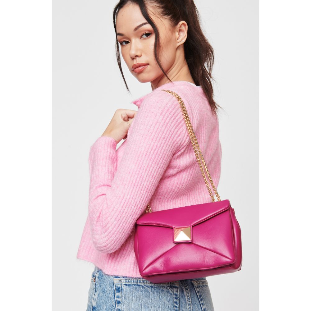 Woman wearing Fuchsia Urban Expressions Kirby Crossbody 840611104120 View 2 | Fuchsia