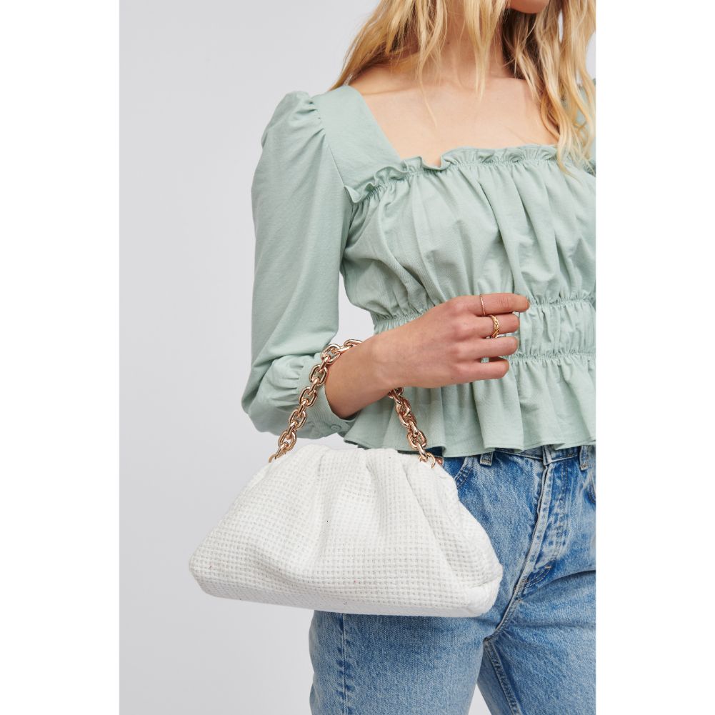 Woman wearing White Urban Expressions Malia Crossbody 818209019644 View 4 | White