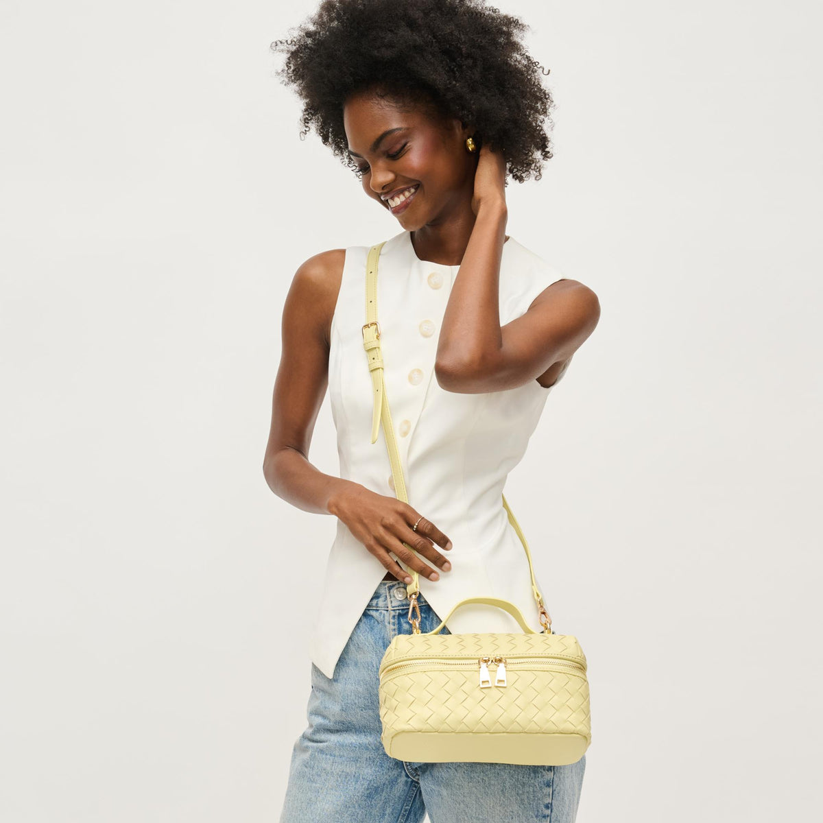 Woman wearing Butter Urban Expressions Richie Crossbody 840611151971 View 1 | Butter