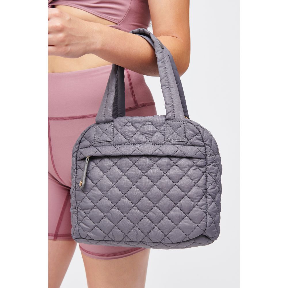 Woman wearing Carbon Urban Expressions Palmer - Quilted Nylon Tote 840611185600 View 2 | Carbon