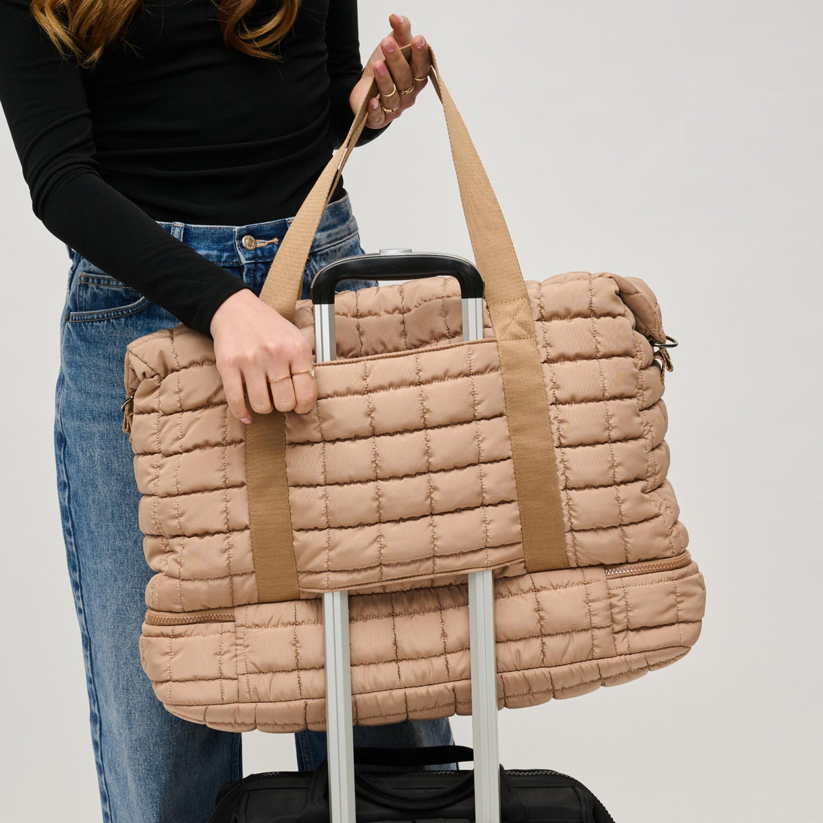 Woman wearing Natural Urban Expressions Globetrotter Weekender 840611143495 View 4 | Natural