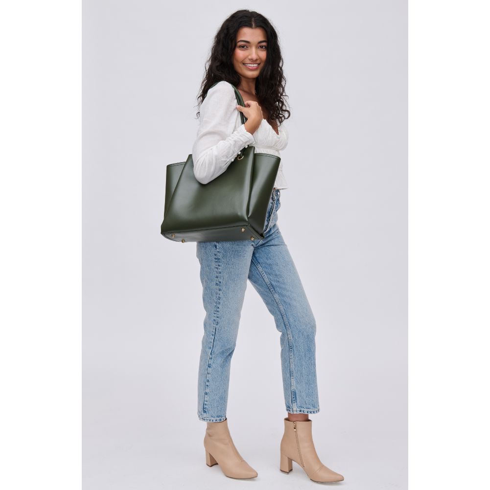 Woman wearing Olive Urban Expressions Brielle Tote 840611115157 View 3 | Olive