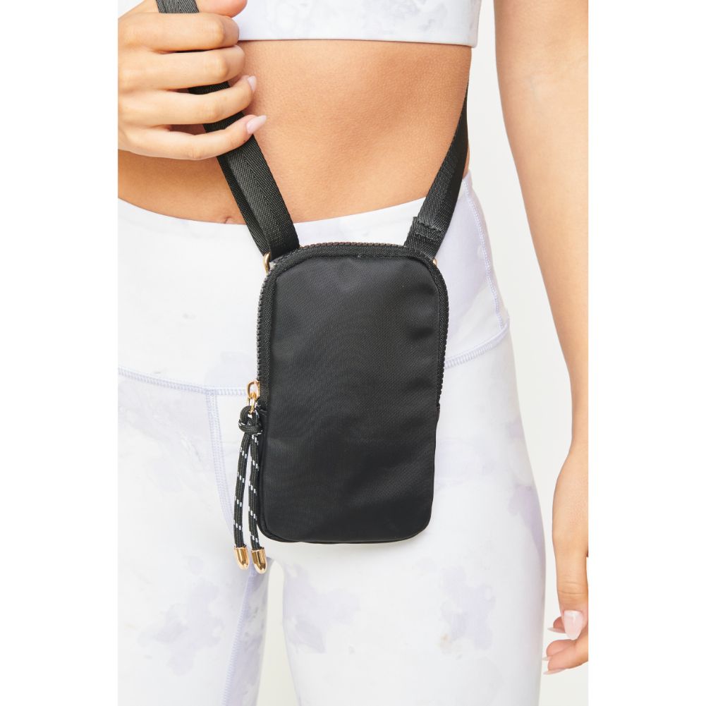 Woman wearing Black Urban Expressions Tess Cell Phone Crossbody 840611177544 View 2 | Black