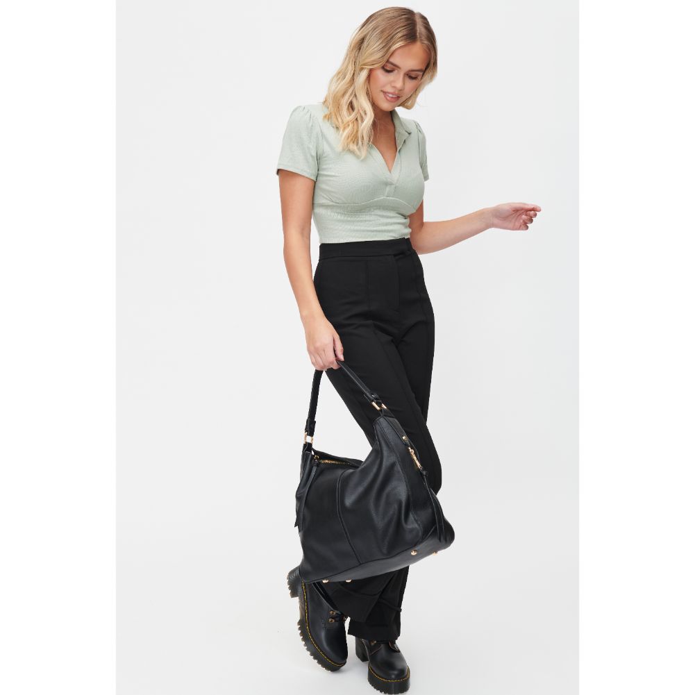 Woman wearing Black Urban Expressions Wanda Hobo 818209011846 View 4 | Black