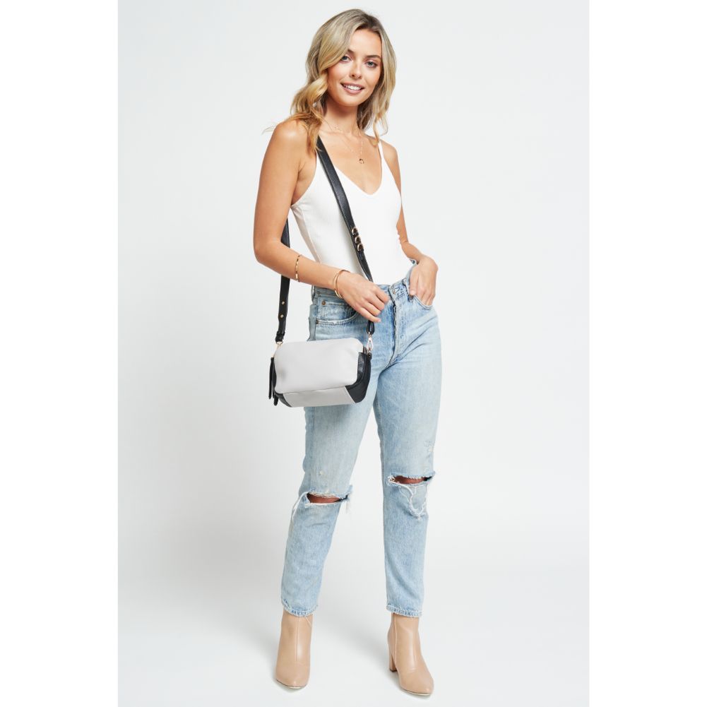 Woman wearing Grey Urban Expressions Audrey Crossbody 840611179159 View 3 | Grey