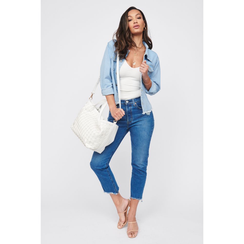 Woman wearing White Urban Expressions Ivanna Tote 840611100023 View 4 | White