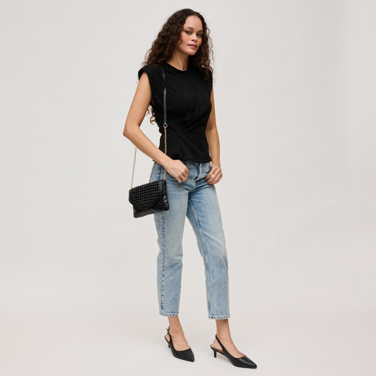 Woman wearing Black Urban Expressions Emma Crossbody 840611126351 View 4 | Black