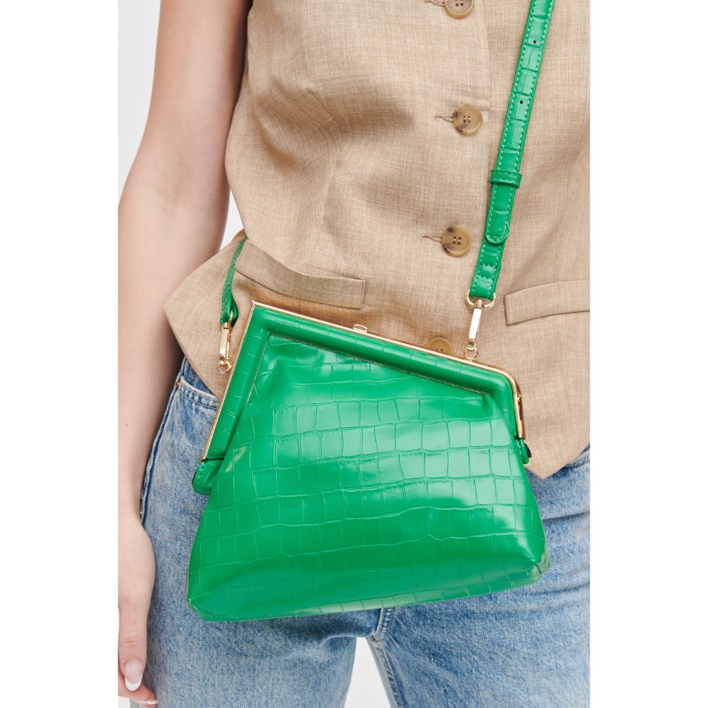 Woman wearing Green Urban Expressions Yanira - Croco Crossbody 840611106179 View 1 | Green