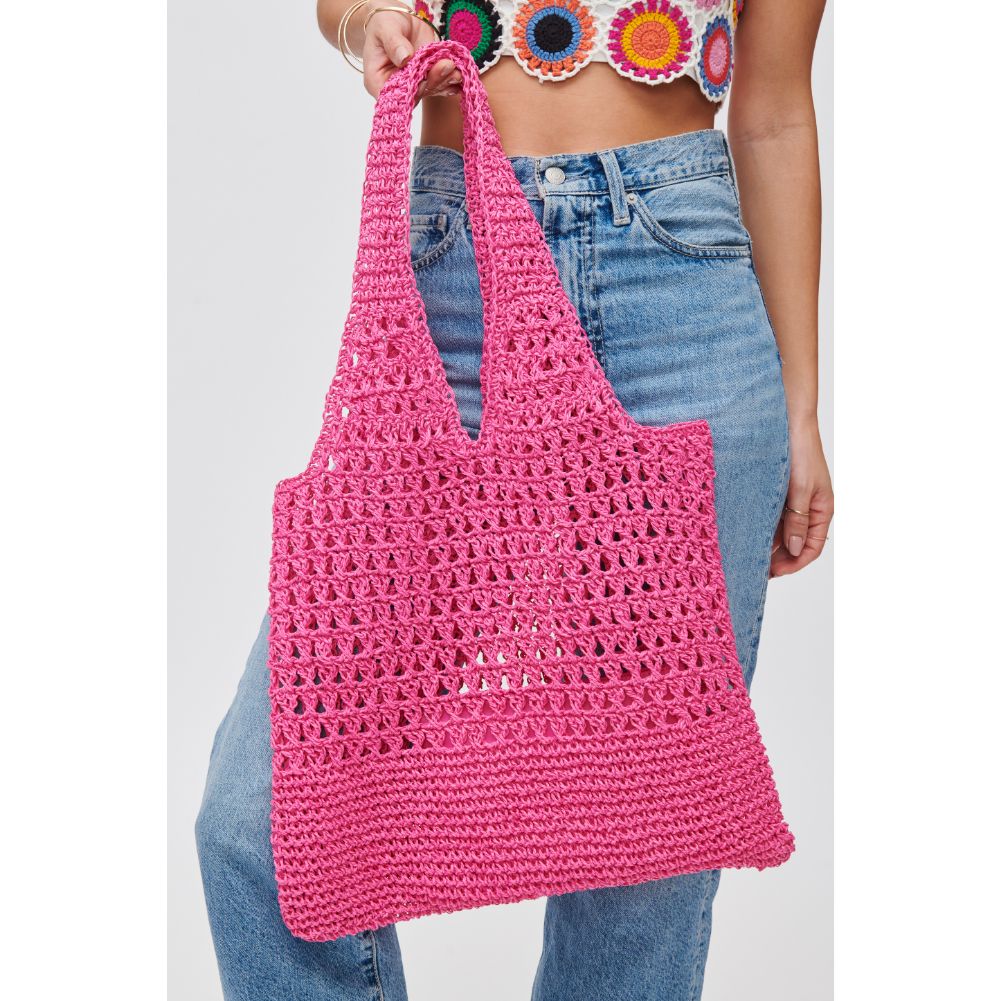 Woman wearing Fuchsia Urban Expressions Topanga Tote 840611107459 View 4 | Fuchsia