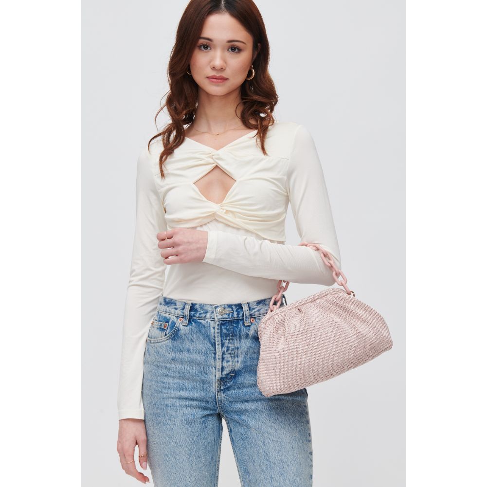 Woman wearing Rose Urban Expressions Solana Clutch 840611105738 View 1 | Rose