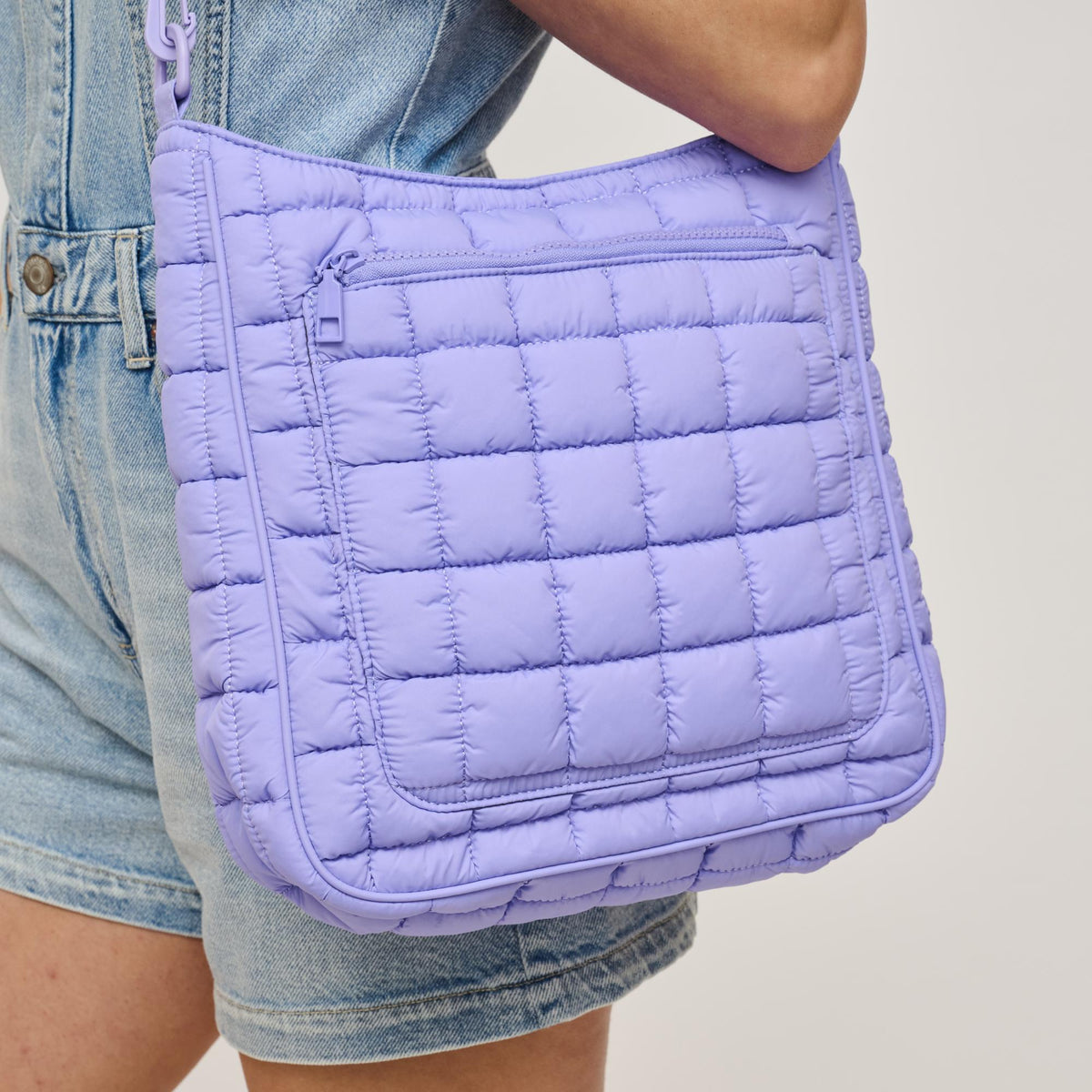 Woman wearing Periwinkle Urban Expressions Fia Crossbody 840611140029 View 4 | Periwinkle