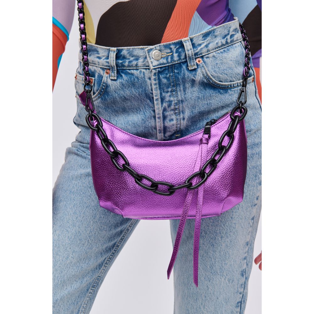 Woman wearing Purple Urban Expressions Mesa Crossbody 840611113726 View 4 | Purple