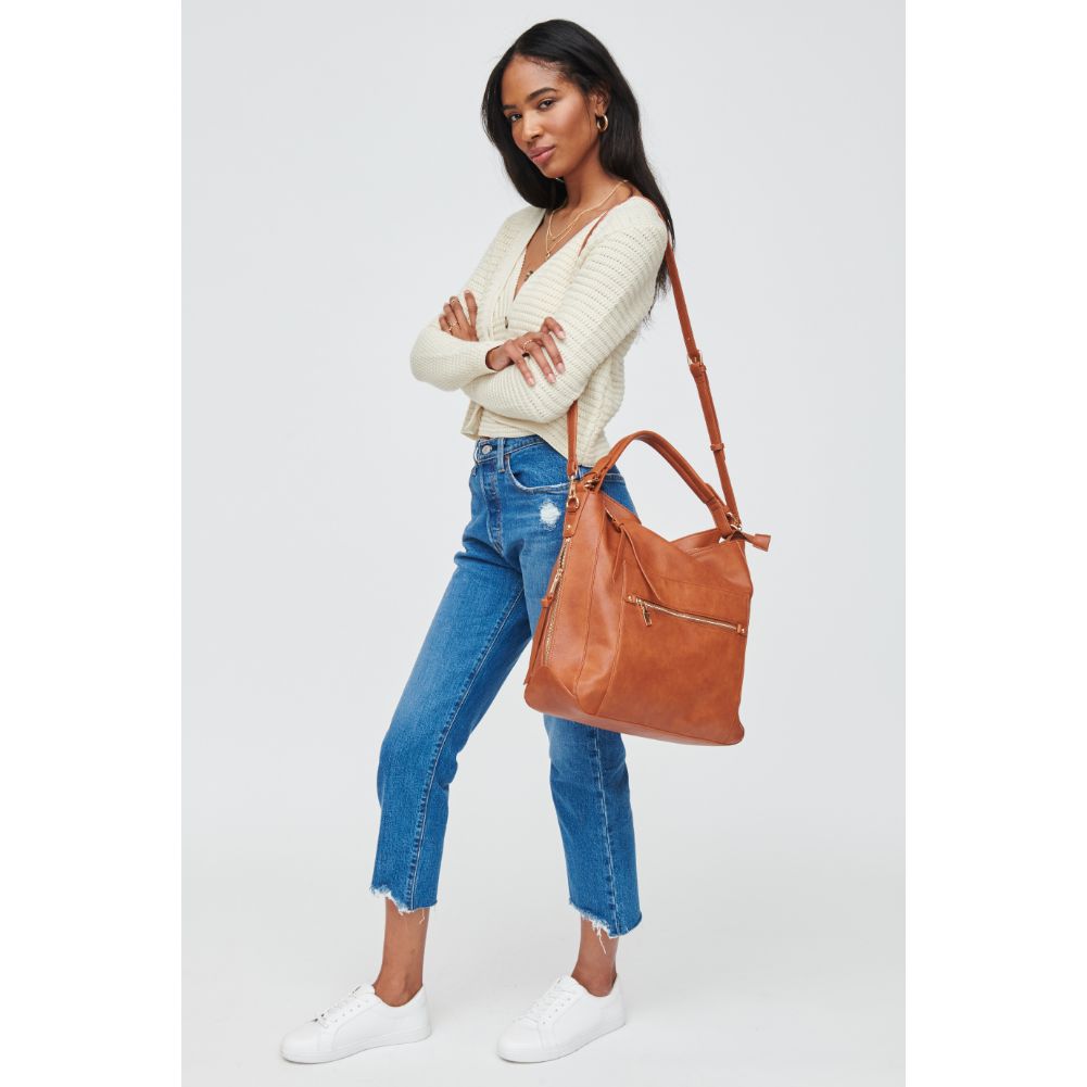 Woman wearing Tan Urban Expressions Brooklyn Hobo 840611107930 View 4 | Tan